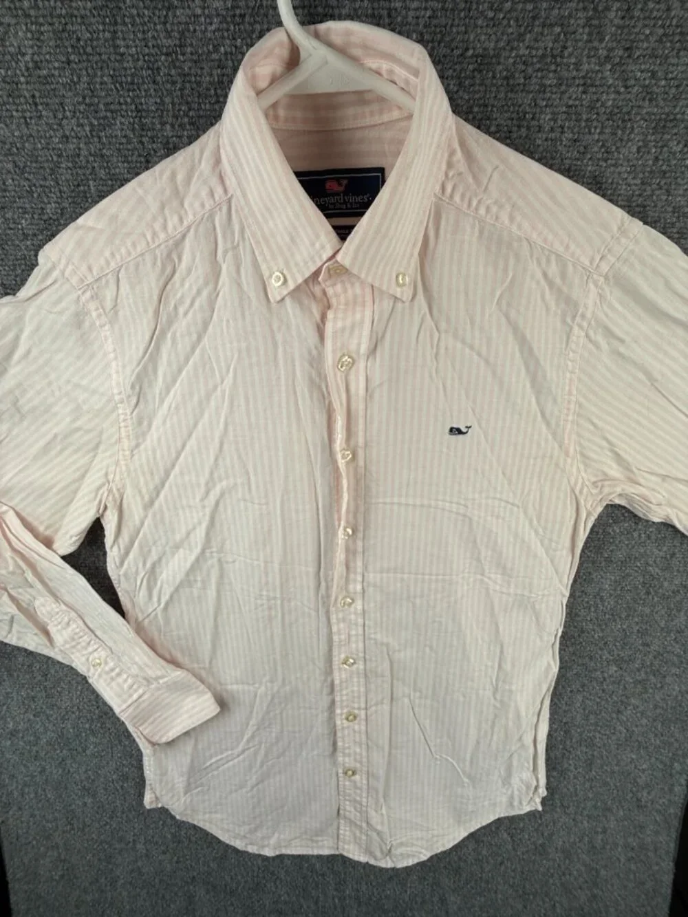 Vineyard Vines Slim Fit Whale Shirt Men Small Pink Striped Cotton Button Up
